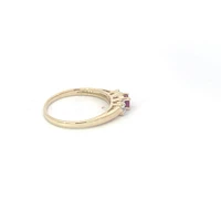 10K Yellow Gold 0.04cttw Diamond with Genuine Ruby Ring - /