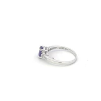 10K White Gold Amethyst and Diamond Ring