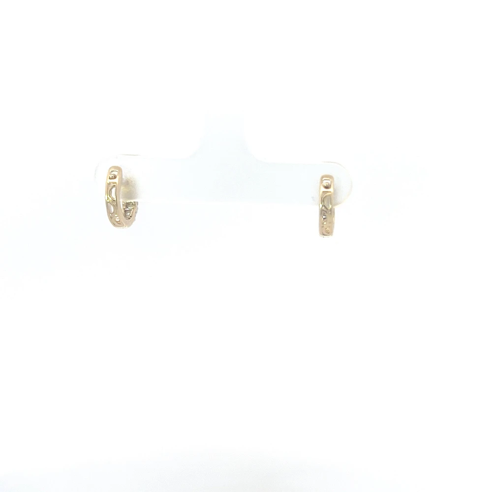 10K Yellow Gold 0.06cttw Diamond Hoop / Huggie Earrings