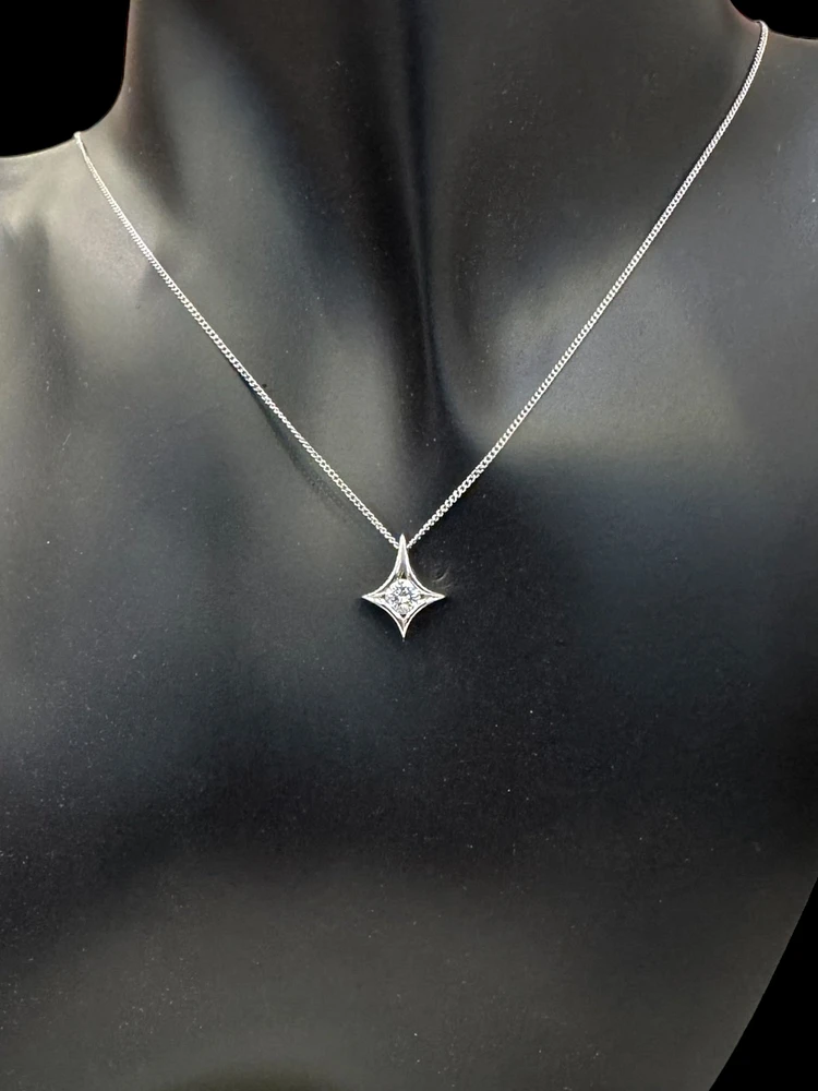 10K White Gold 0.25cttw Lab Grown Diamond Necklace - 18 Inches