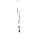 10K White and Yellow Gold 0.015 cttw Diamond and Emerald Pendant, 18"