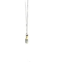 10K White and Yellow Gold 0.015 cttw Diamond and Emerald Pendant, 18"