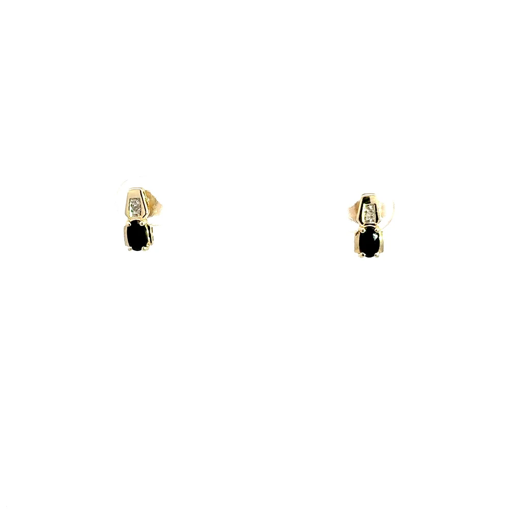 10K Yellow Gold Sapphire & Diamond Earring