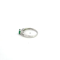 10K White Gold Emerald & Diamond Ring