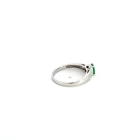 10K White Gold Emerald & Diamond Ring