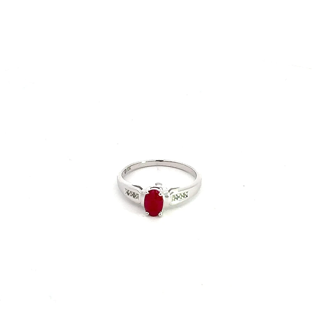 10K White Gold Ruby & Diamond Ring