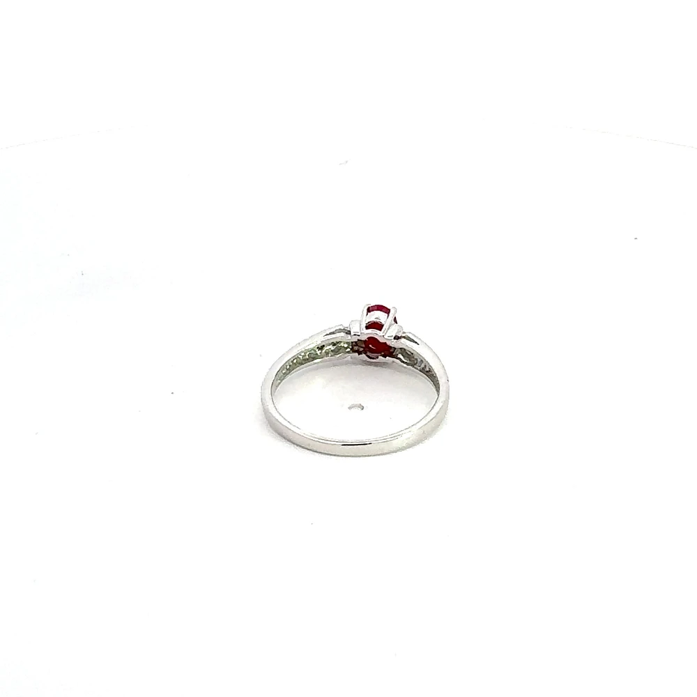 10K White Gold Ruby & Diamond Ring