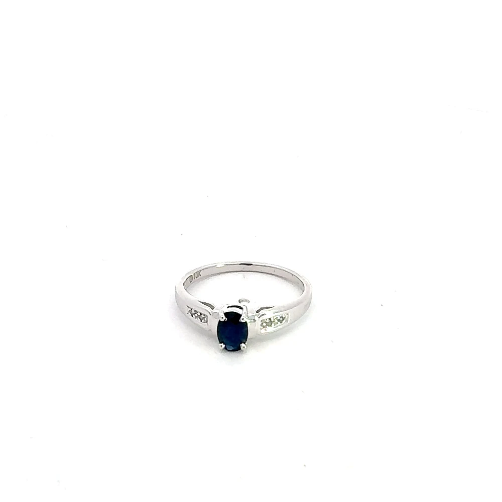 10K White Gold Sapphire & Diamond Ring
