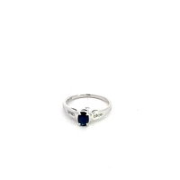 10K White Gold Sapphire & Diamond Ring