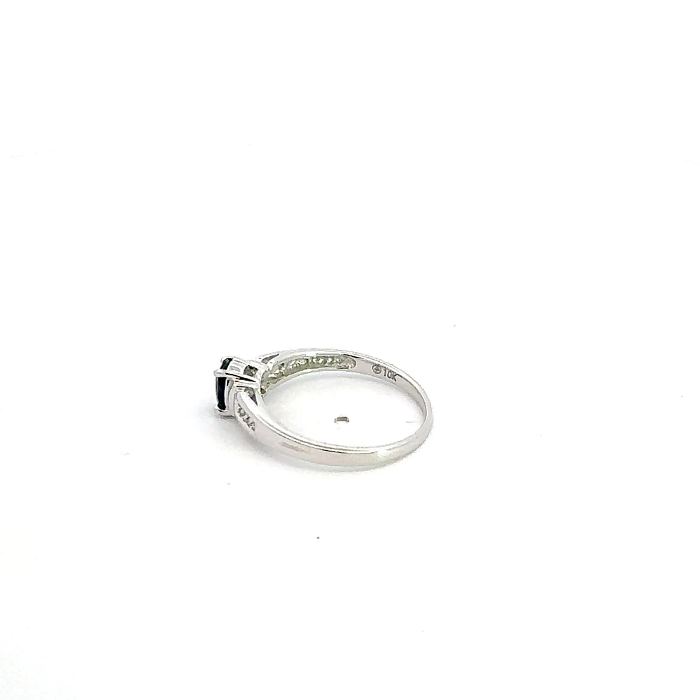 10K White Gold Sapphire & Diamond Ring