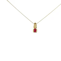 10K Yellow Gold Diamond and Ruby Pendant, 18"