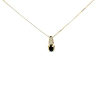 10K Yellow Gold Diamond and Sapphire Pendant, 18"