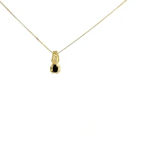 10K Yellow Gold Diamond and Sapphire Pendant, 18"