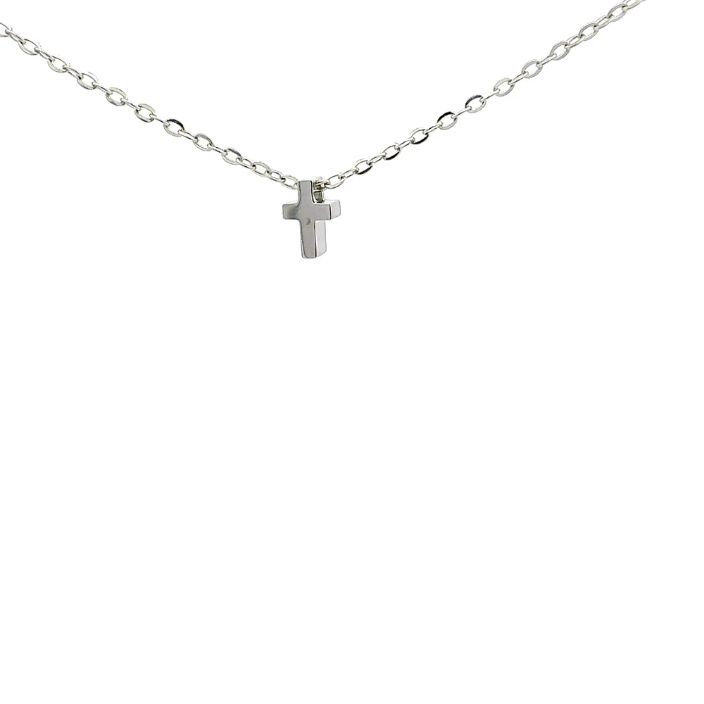 Stainless Steel 8.5X6mm Cross Pendant - 18"