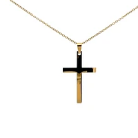 Stainless Steel Gold Plated 40X25mm Cross Pendant - 18"