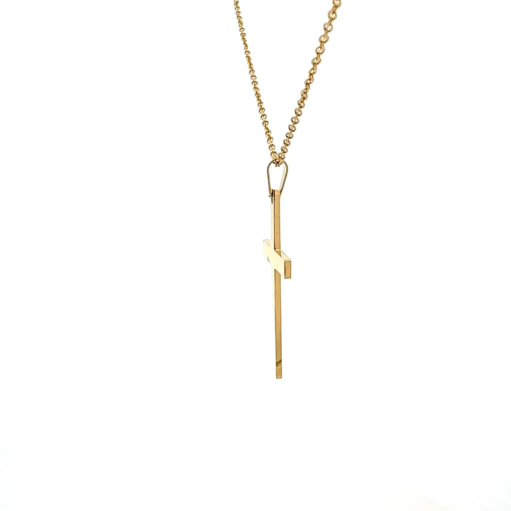 Stainless Steel Gold Plated 40X25mm Cross Pendant - 18"