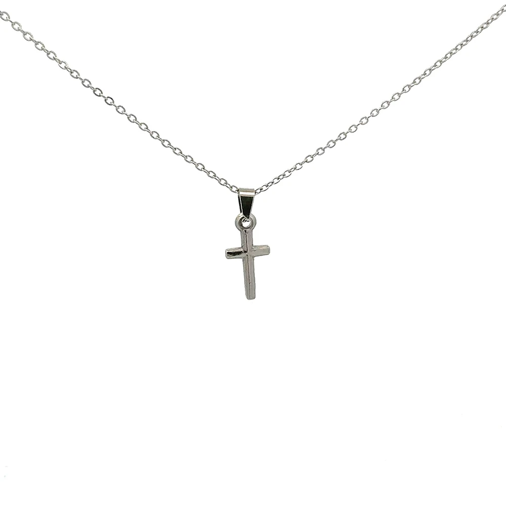 Stainless Steel 18x9mm Cross Pendant - 18"