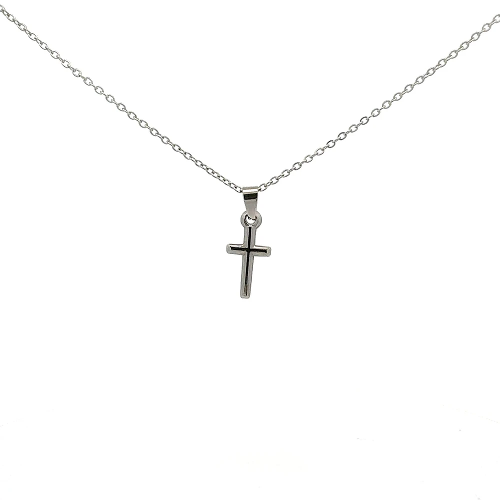 Stainless Steel 18x9mm Cross Pendant - 18"