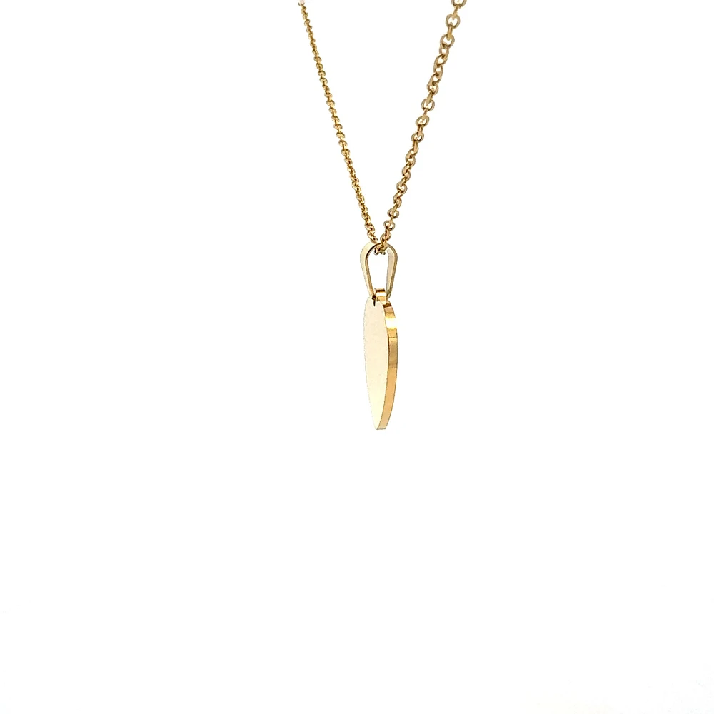 Stainless Steel Gold Plated 23X21mm Engravable Heart Pendant - 18"