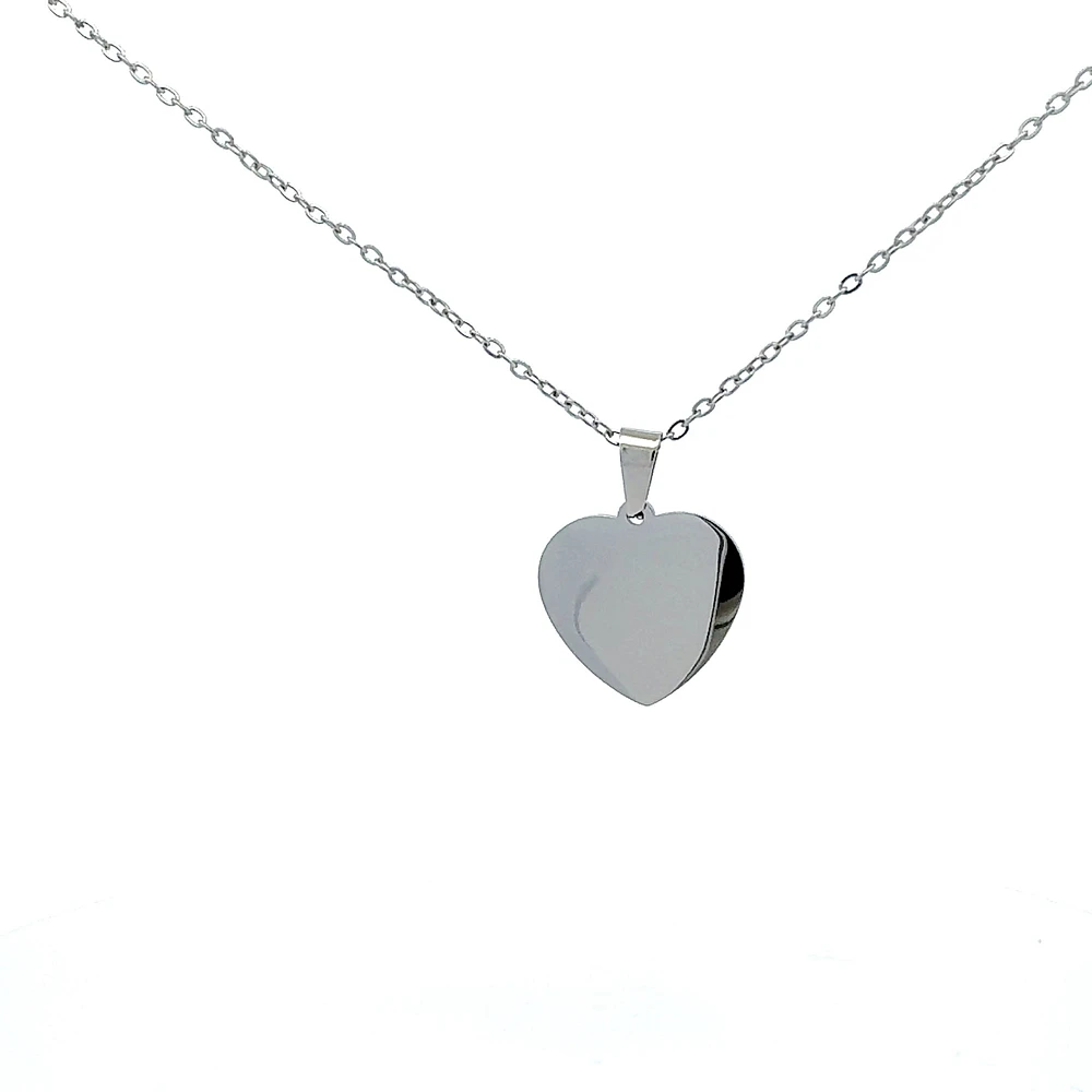 Stainless Steel 23X21mm Engravable Heart Pendant - 18"