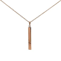 Stainless Steel Rose Gold Plated 39X5mm Engravable Bar Pendant - 18"