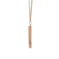 Stainless Steel Rose Gold Plated 39X5mm Engravable Bar Pendant - 18"
