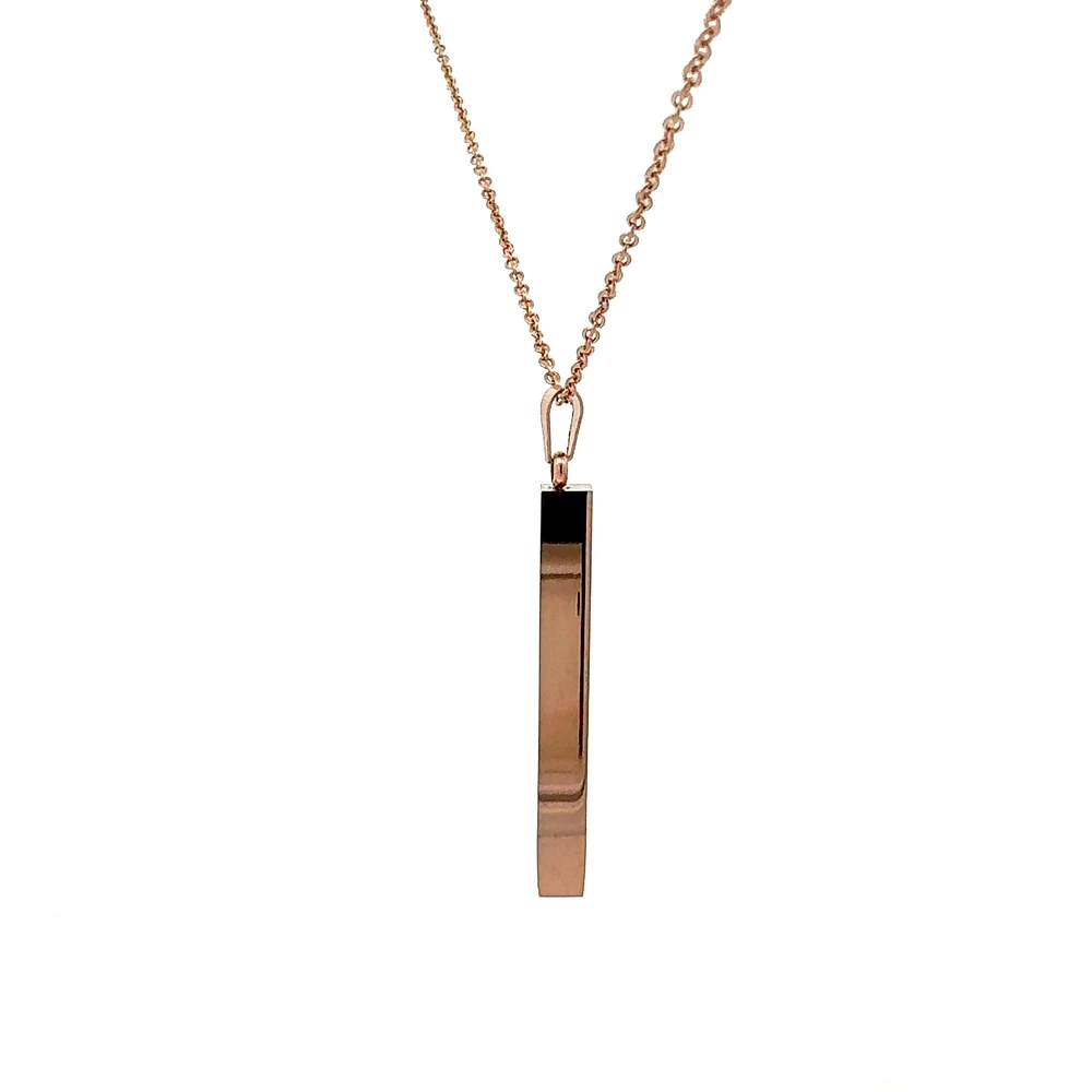 Stainless Steel Rose Gold Plated 39X5mm Engravable Bar Pendant - 18"