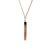 Stainless Steel Rose Gold Plated 39X5mm Engravable Bar Pendant - 18"