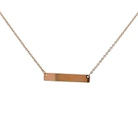 Stainless Steel Rose Gold Plated 7x35mm Engravable Bar Pendant - 18"