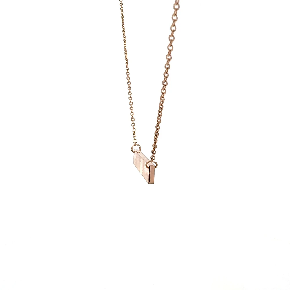 Stainless Steel Rose Gold Plated 7x35mm Engravable Bar Pendant - 18"