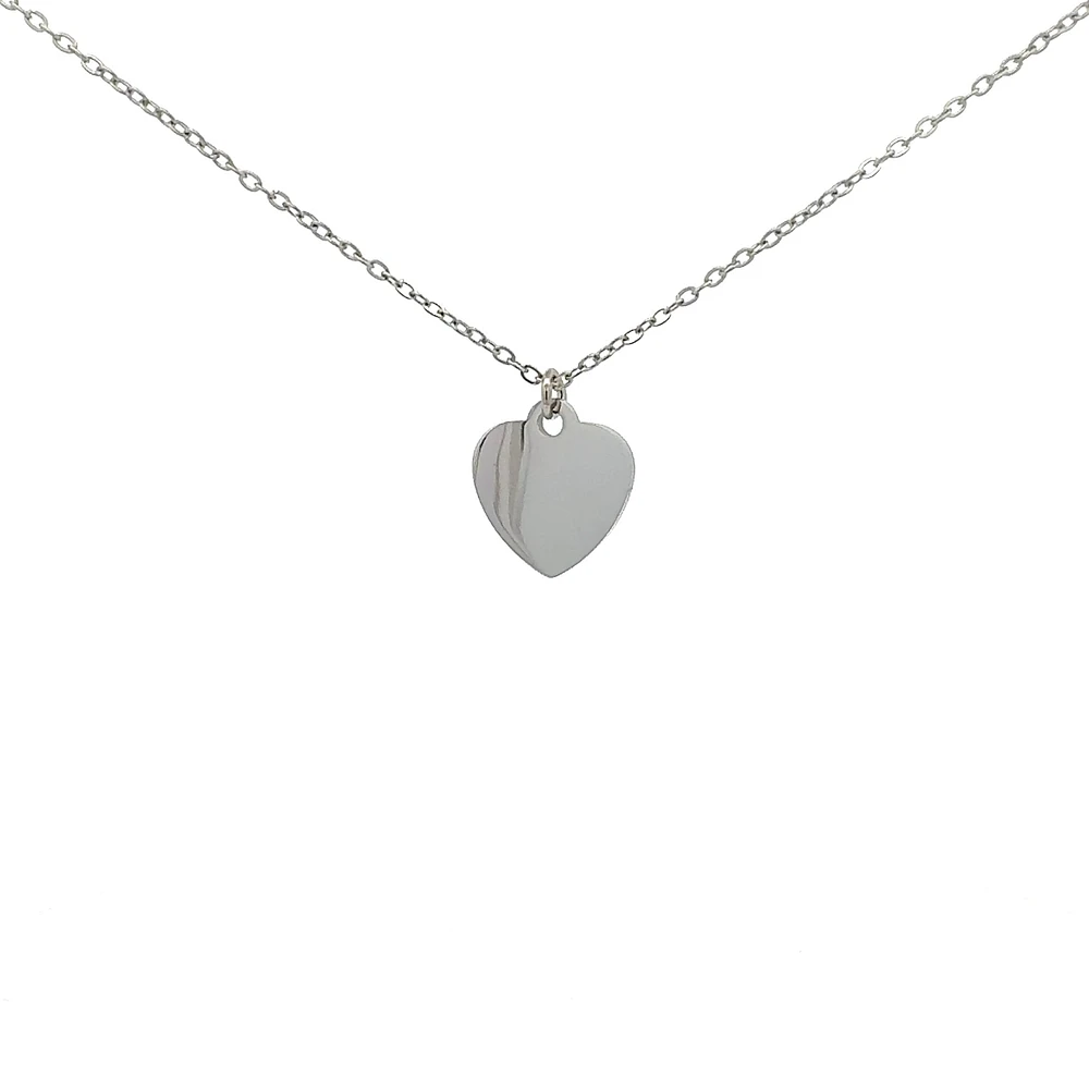 Stainless Steel 18X16mm Engravable Heart Pendant - 18"