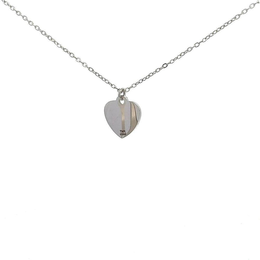 Stainless Steel 18X16mm Engravable Heart Pendant - 18"