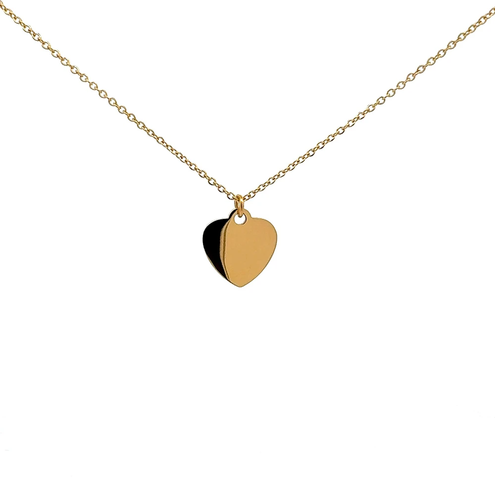 Stainless Steel Gold Plated 18X16mm Engravable Heart Pendant - 18"