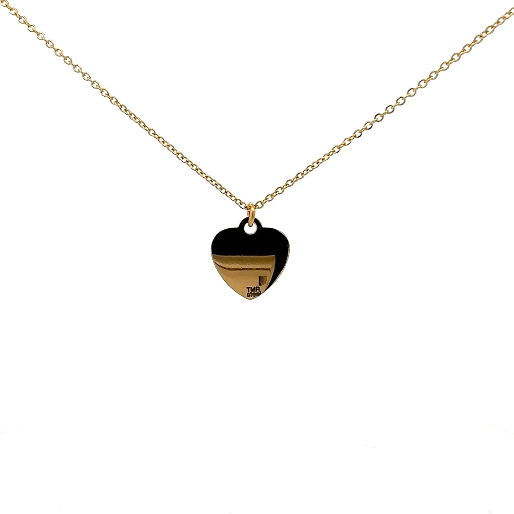 Stainless Steel Gold Plated 18X16mm Engravable Heart Pendant - 18"