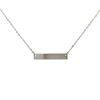 Stainless Steel 7x35mm Engravable Bar Pendant - 18"