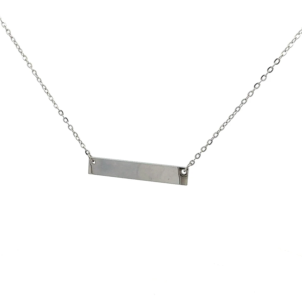 Stainless Steel 7x35mm Engravable Bar Pendant - 18"