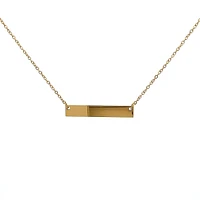 Stainless Steel Yellow Gold Plated 7x35mm Engravable Bar Pendant - 18"