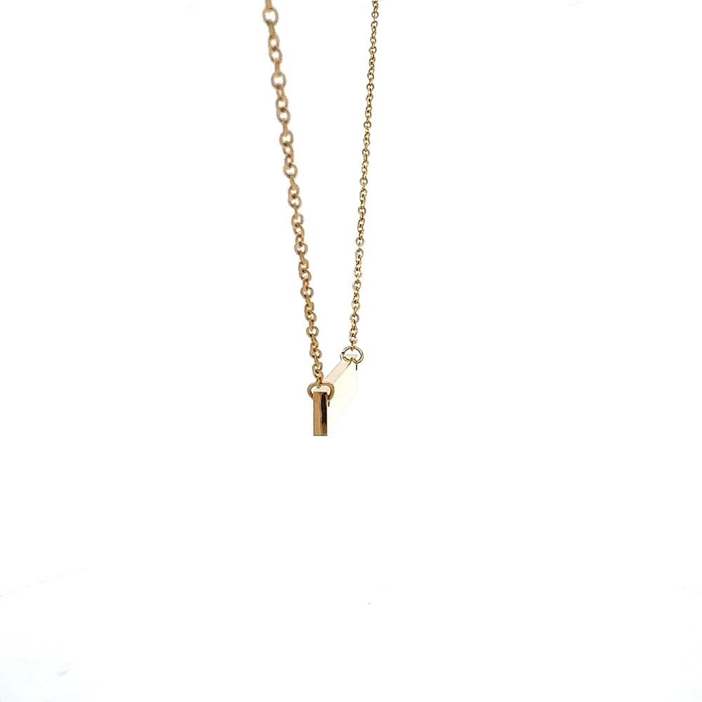 Stainless Steel Yellow Gold Plated 7x35mm Engravable Bar Pendant - 18"