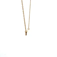 Stainless Steel Yellow Gold Plated 7x35mm Engravable Bar Pendant - 18"