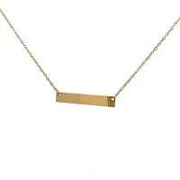 Stainless Steel Yellow Gold Plated 7x35mm Engravable Bar Pendant - 18"