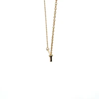 Stainless Steel Yellow Gold Plated 7x35mm Engravable Bar Pendant - 18"
