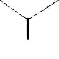 Stainless Steel Black Plated 39X5mm Engravable Bar Pendant - 18"