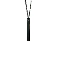 Stainless Steel Black Plated 39X5mm Engravable Bar Pendant - 18"
