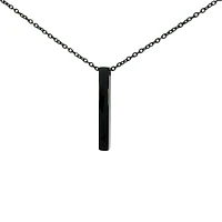 Stainless Steel Black Plated 39X5mm Engravable Bar Pendant - 18"