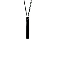 Stainless Steel Black Plated 39X5mm Engravable Bar Pendant - 18"