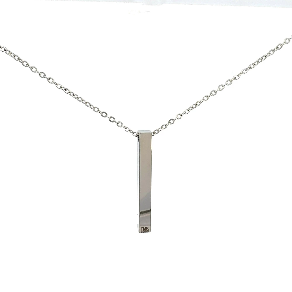 Stainless Steel 39X5mm Engravable Bar Pendant - 18"