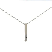 Stainless Steel 39X5mm Engravable Bar Pendant - 18"