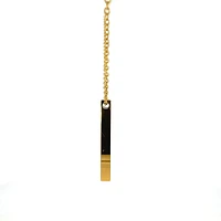 Stainless Steel Yellow Gold Plated 39X5mm Engravable Bar Pendant - 18"