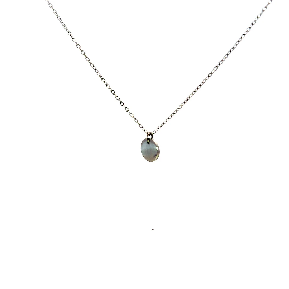 Stainless Steel 10mm Engravable Disc Pendant - 18"