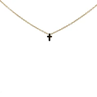 Stainless Steel Gold Plated 8.5X6mm Cross Pendant - 18"